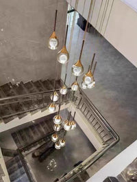 Thumbnail for New style mosaic crystal chandelier, laser-engraved moon spheres for staircase foyer entryway high ceiling,UL