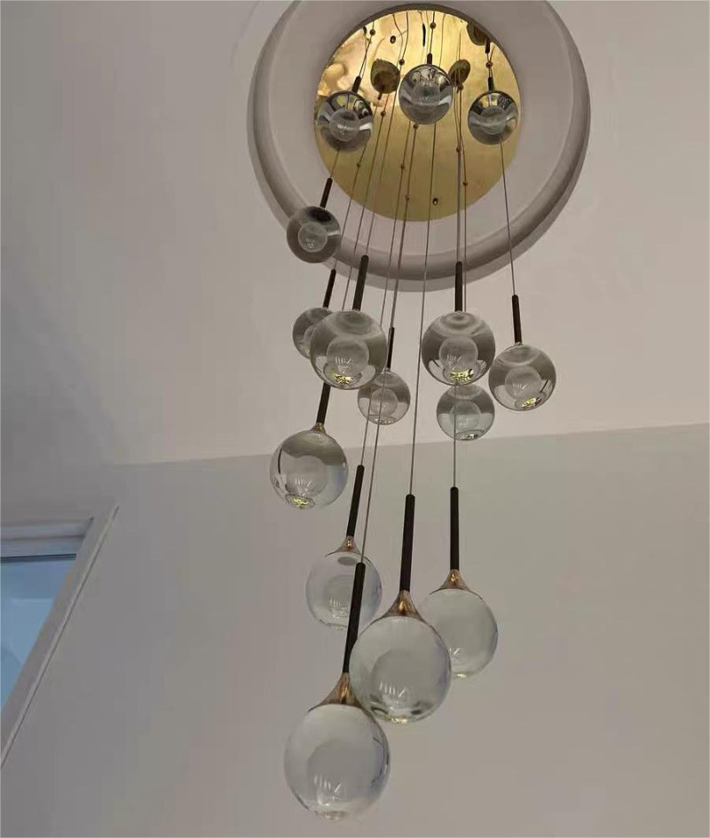 Luxury mosaic crystal chandelier, laser-engraved moon design for foyer staircase entryway two-story high ceiling,UL