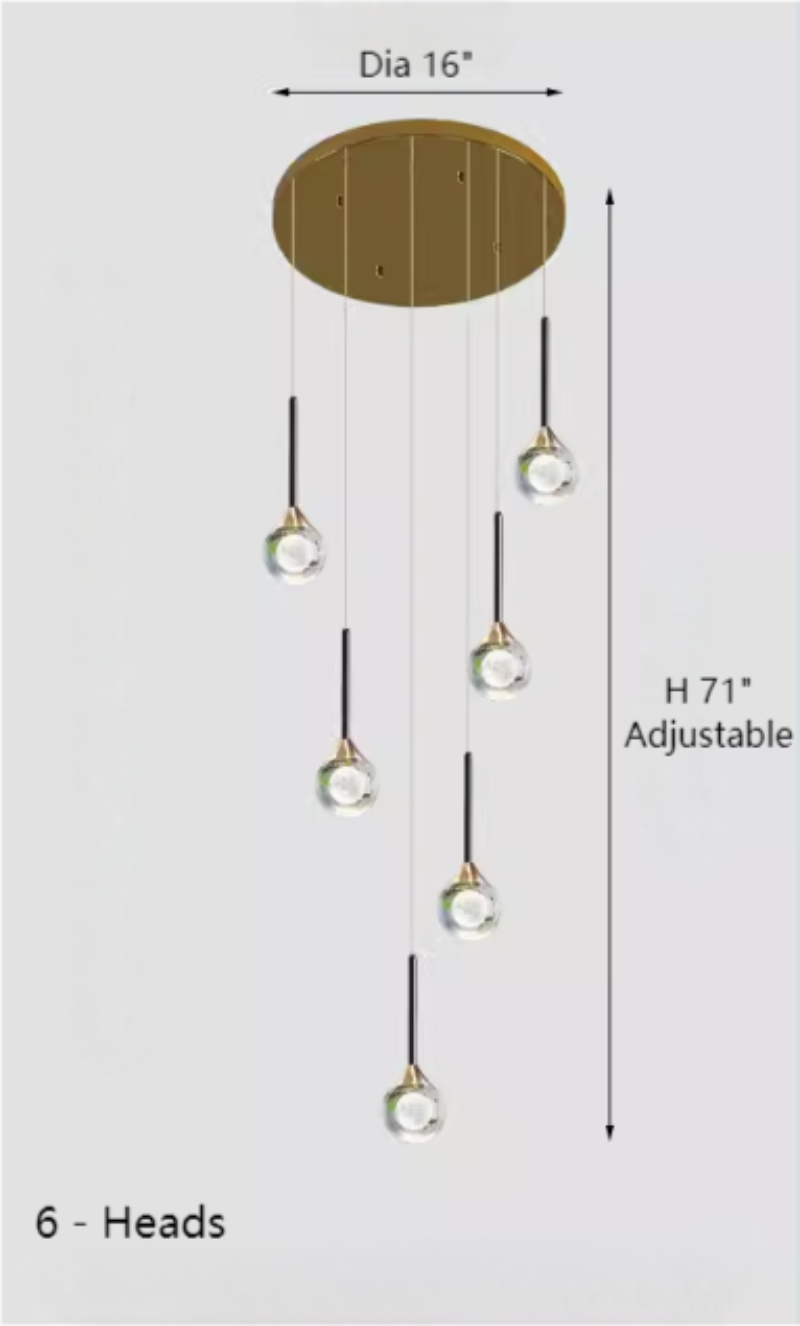 New style foyer chandelier featuring Gemstone Cascade mosaic crystal with laser-engraved moon design for entryway staircase lighting