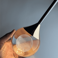 Thumbnail for Close-up detail of modern luxury mosaic crystal chandelier with Gemstone Cascade laser-engraved moon spheres for living room foyer staircase