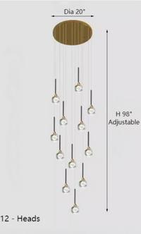 Thumbnail for 12-light mosaic crystal chandelier with Gemstone Cascade laser-engraved moon design for foyer staircase entryway two-story high ceiling