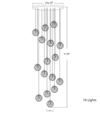 Thumbnail for Modern glass bubble chandelier with multiple spherical pendant lights hanging from a ceiling in a well-lit room with large windows.