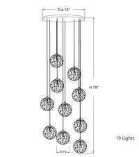 Thumbnail for Chrome glass bubble chandelier with firefly-inspired lighting creating modern art display for staircase foyer entryway high ceiling