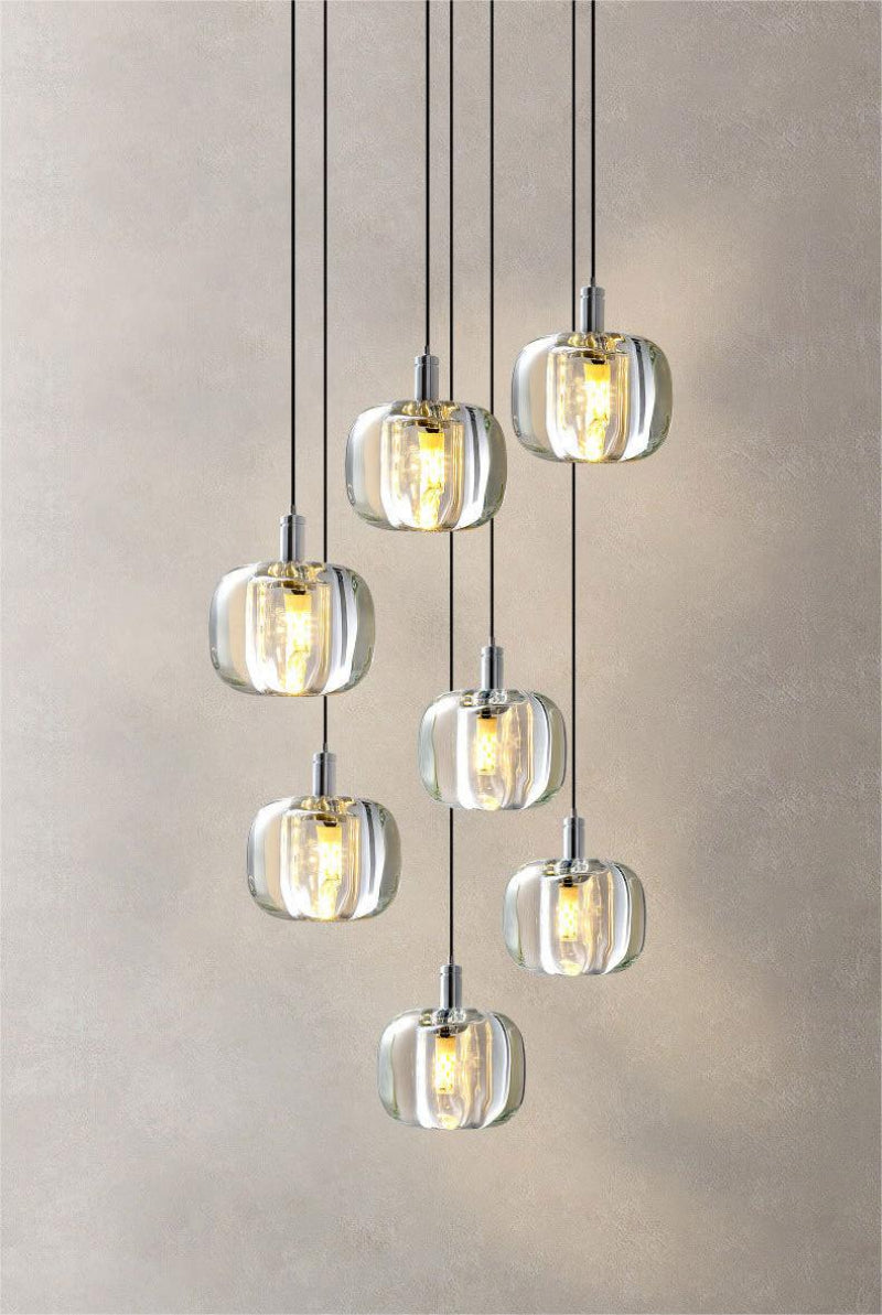 Exquisite transparent crystal spiral chandeliers are used to enhance the beauty of stairwells; square K9 crystal chandeliers are suitable for high-ceilinged entrance areas and foyers.