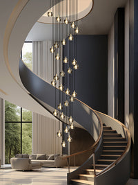 Thumbnail for Modern black spiral chandelier for foyer staircase, square K9 crystal pendants for high ceiling entryway