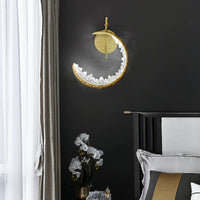 Thumbnail for Handcrafted copper moon wall lamp for luxury homes, nature-inspired crescent design for staircase foyer hallway