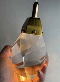 Thumbnail for Luxury irregular crystal chandelier with brass finish, raw-cut K9 prism design for high ceiling foyer