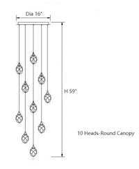 Thumbnail for A 10-light modern brass irregular raw-cut crystal chandelier with K9 prism cluster design, suitable for foyers, stairwells, and high-ceiling lighting.