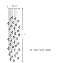 Thumbnail for A 36-light modern-style indoor chandelier with irregularly cut brass and crystal accents, featuring K9 crystal clusters, suitable for lighting a two-story foyer.