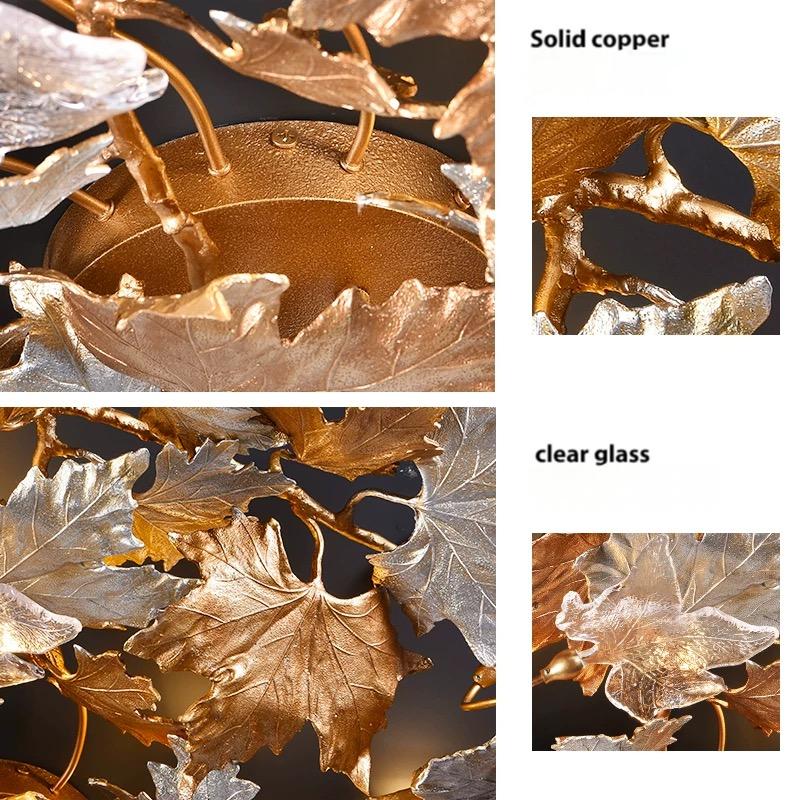 Premium handcrafted copper leaf light fixture, rustic design for upscale office foyer entryway ceiling lighting
