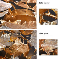 Thumbnail for Premium handcrafted copper leaf light fixture, rustic design for upscale office foyer entryway ceiling lighting
