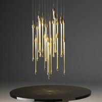 Thumbnail for Modern gold angel tears crystal chandelier, cascading teardrop design lighting solution for staircase foyer decor