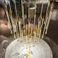 Thumbnail for Stylish gold angel tears crystal chandelier, cascading teardrop design for stairwell foyer entryway high ceiling