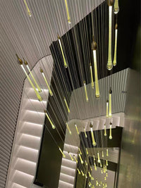 Thumbnail for Bold gold angel tears crystal chandelier, cascading teardrop design statement piece for staircase foyer illumination