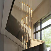 Thumbnail for Elegant gold angel tears crystal chandelier, cascading teardrop design for staircase foyer entryway illumination