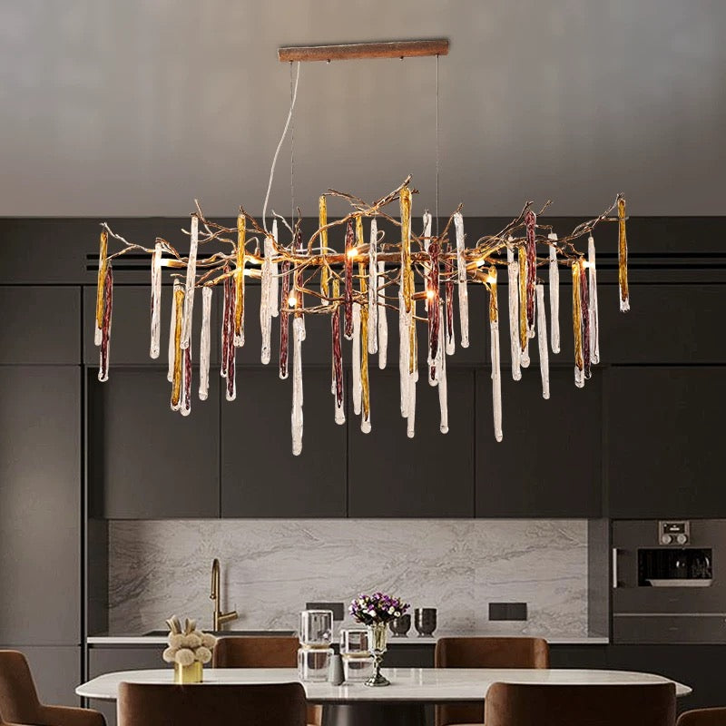 Large modern handcrafted copper twine chandelier, hand-woven sculptural design for living room dining room foyer