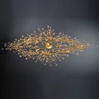 Thumbnail for Modern gold branch crystal chandelier, hand-forged tree design with water drop crystals for dining room entryway