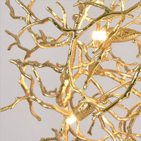 Thumbnail for Gold branch chandelier, hand-forged tree design with K9 water drop crystals for dining room living room entryway lighting
