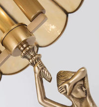 Thumbnail for All-copper golden table lamp, artistic sculptural design with glass shade for bedroom desk study room lighting