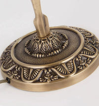 Thumbnail for Golden brass table lamp, handcrafted all-copper design with beige glass shade for nightstand desk entryway table