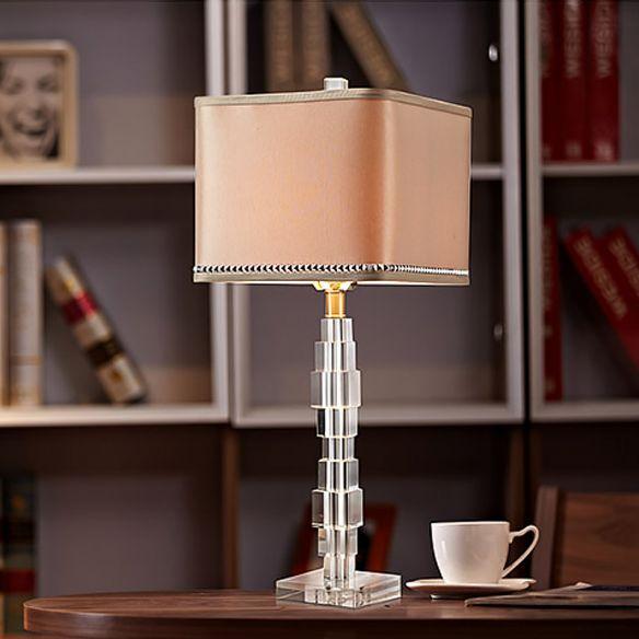 Desk Light Beige Rectangular Night Table Lamp