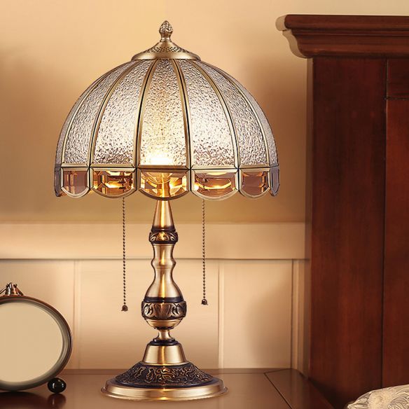 Hemispherical Bedroom Table Light Antique Textured Glass