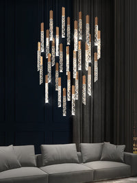 Thumbnail for 
Gold LED linear K9 crystal chandelier, featuring a waterfall design, suitable for dining rooms, entrance halls, and spaces with high ceilings.