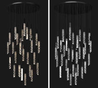 Thumbnail for Black LED linear K9 crystal chandelier, featuring a modern waterfall design, suitable for dining rooms, foyers, and spaces with high ceilings.
