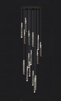 Thumbnail for 
Black LED linear K9 crystal chandelier with a waterfall design, suitable for dining rooms, foyers, stairwells, entryways, and spaces with high ceilings.