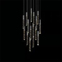Thumbnail for 
Black LED linear K9 crystal chandelier with a waterfall design, suitable for dining rooms, foyers, stairwells, entryways, and spaces with high ceilings.