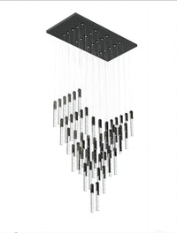 Thumbnail for 
Black LED linear K9 crystal chandelier with a waterfall design, suitable for dining rooms, foyers, staircases, and spaces with high ceilings.