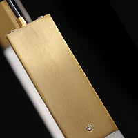 Thumbnail for Elegant gold LED linear K9 crystal rod chandelier lighting, cascading design for staircase foyer high ceiling