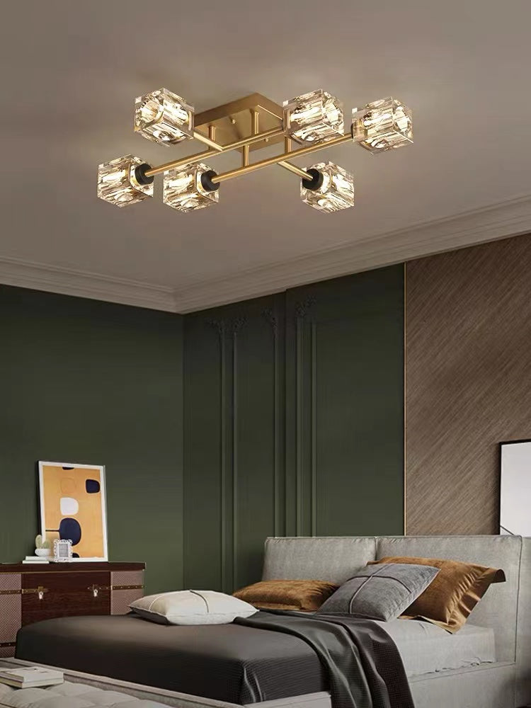 Modern All-Copper Light Luxury Crystal Ceiling Lamp