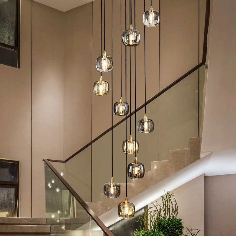 Modern Staircase Revolving Hanging Glass Chandelier