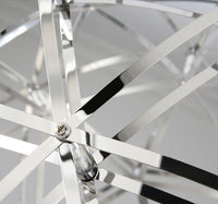 Thumbnail for Round chrome LED firework chandelier, modern starburst dandelion design for dining room foyer high ceiling