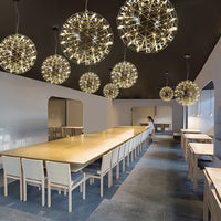 Thumbnail for 
Modern chrome-plated bubble chandelier with LED starburst dandelion design, suitable for office areas, lobbies, and spaces with high ceilings.