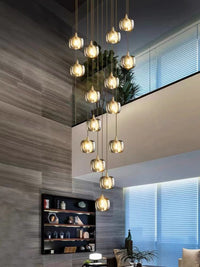 Thumbnail for 
Modern black square crystal chandelier, suitable for foyers and staircases, with a random arrangement design, ideal for high-ceilinged entrance lighting.