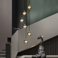 Thumbnail for Modern black square crystal chandelier for foyer, spiral helix design for staircase high ceiling entryway lighting