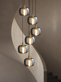 Thumbnail for Black square K9 crystal chandelier, modern spiral design for staircase foyer entryway high ceiling lighting