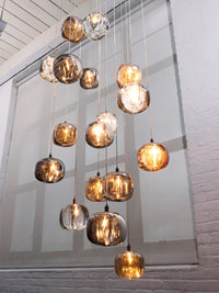 Thumbnail for Black spiral K9 crystal chandelier, square glass design for staircase foyer entryway high ceiling modern lighting