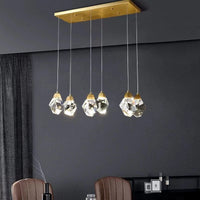 Thumbnail for 
The restaurant features irregularly shaped crystal chandeliers, using brass finishes and K9 crystal prisms as lighting decorations.