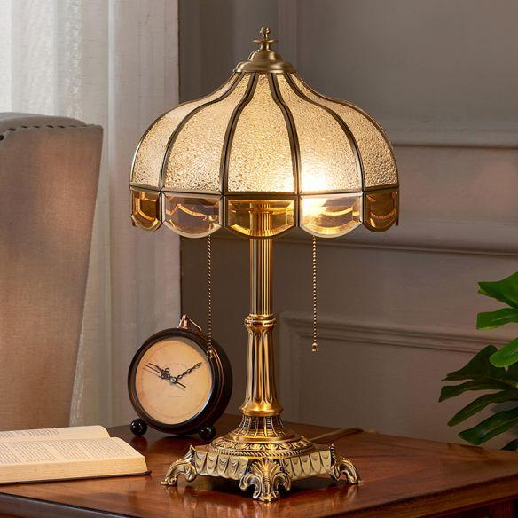 Water Glass Bowl Nightstand Light Traditional Table Lamp in Brass