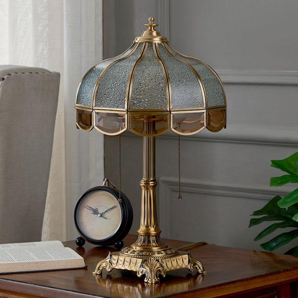 Water Glass Bowl Nightstand Light Traditional Table Lamp in Brass