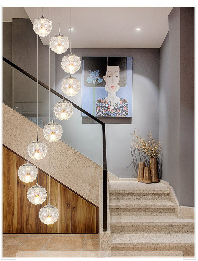 Wave Ball Simple Light Chandelier Staircase Pendant