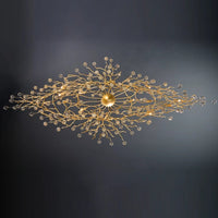 Thumbnail for Modern gold branch crystal chandelier, hand-forged tree design with water drop crystals for dining room entryway