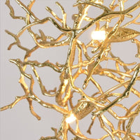 Thumbnail for Gold branch chandelier, hand-forged tree design with K9 water drop crystals for dining room living room entryway lighting