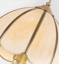 Thumbnail for All-copper golden table lamp, artistic design with beige glass bell shade for bedroom study room desk lighting