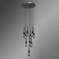 Thumbnail for Italian copper chandelier featuring linear wire pendant in black with creative minimalist design for modern dining room foyer