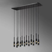 Thumbnail for Black chandelier lighting with linear wire pendant and Italian copper creating minimalist ambiance for dining room kitchen island
