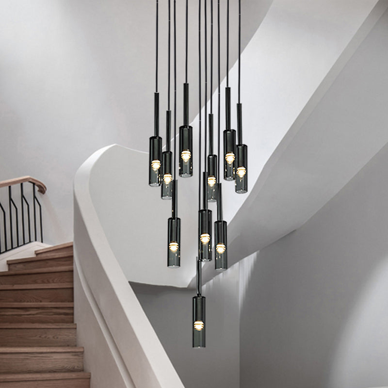 Linear wire pendant black creative minimalist chandelier with Italian copper creating elegant lighting for dining room kitchen island